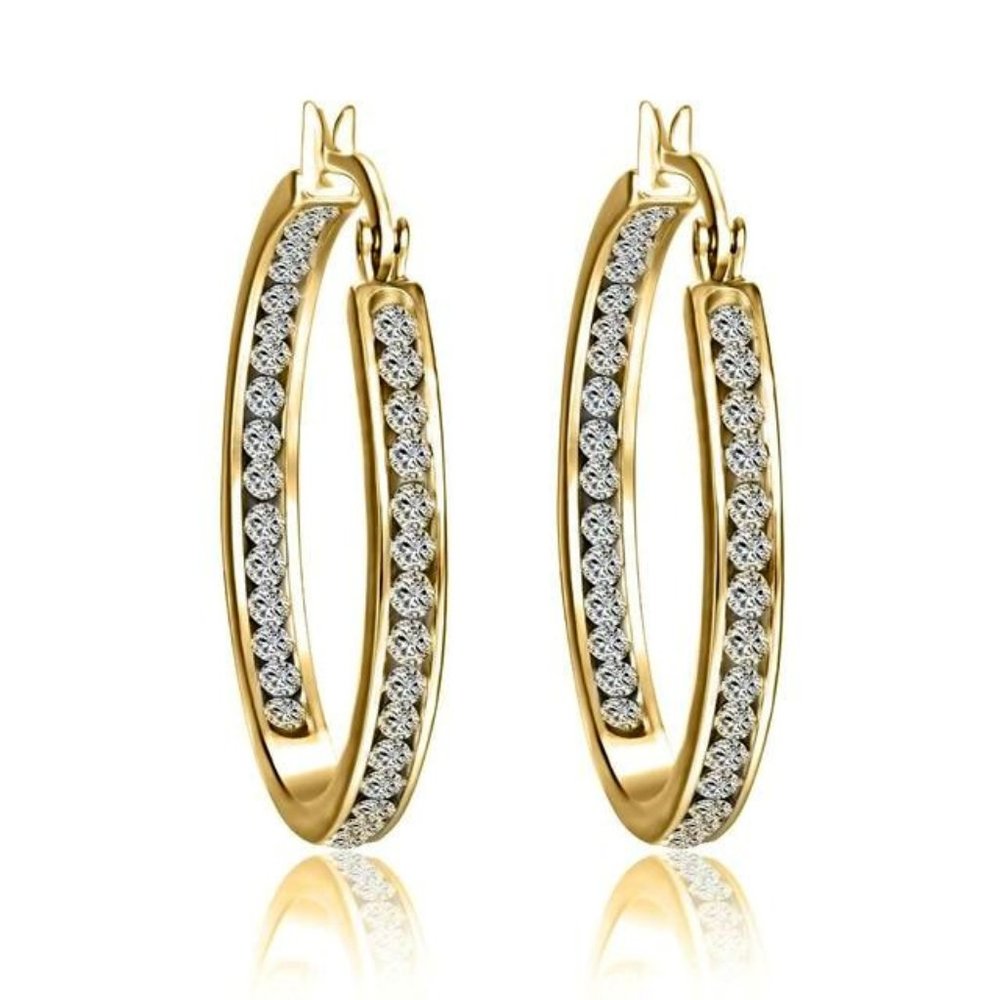 Inside Outside Hoop Earrings made with Swarovski elements - Gold Overlay